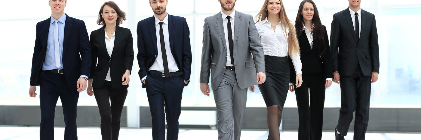 business team, businesspeople group walking